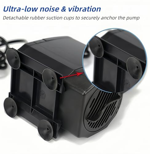 30W Submersible Water Pump, 550 GPH 7.2ft Lift Aquarium Fish Tank Fountain Water Pump, Ultra Quiet Fountain Pool Pond Pump with Suction Cups 3 Nozzles