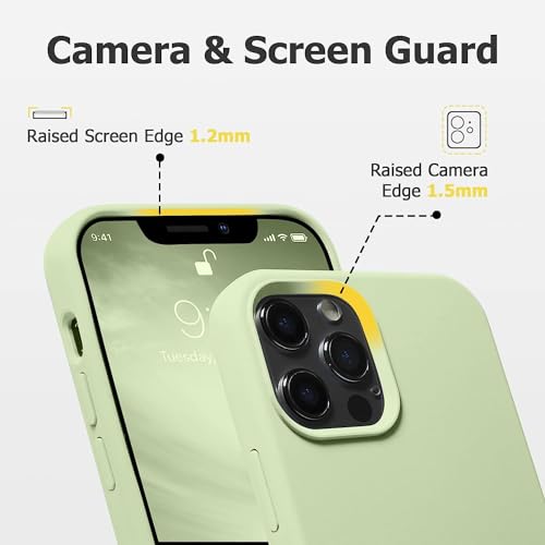 Image of Back Cover for iPhone 13 Pro Case,[Military Shockproof Protection] Liquid Silicone Case with [Soft Anti-Scratch Microfiber Lining for iPhone 13 Pro (Matcha Green)
