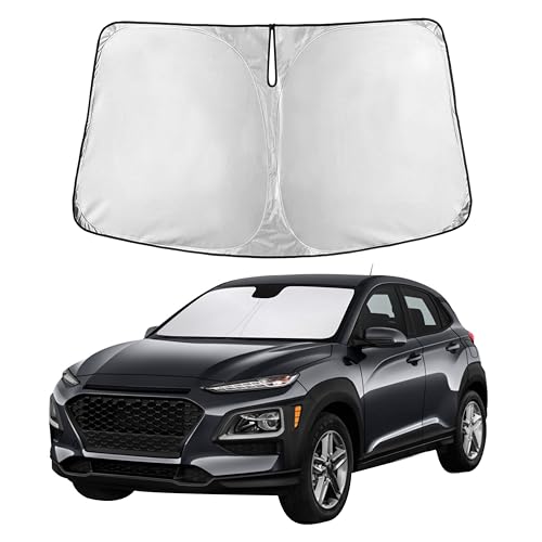 Image of Autovir Windshield Sun Shade Fit for 2018-2021 2022 2023 Hyundai Kona Sunshade, Front Car Window Shades Sun Visor, Blocks UV Rays & Heat, Car Accessories