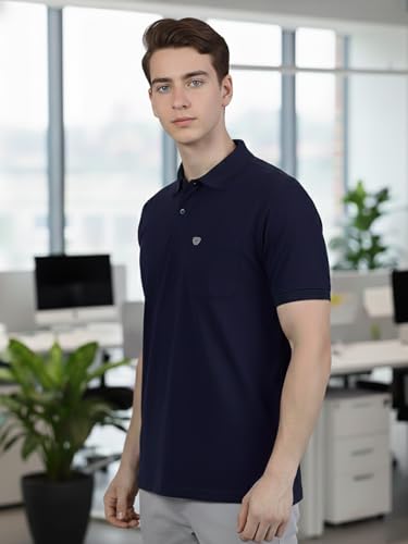 Image of Lux Cozi Men's Cotton Blend Polo T-Shirt with Chest Pocket | Collar T-Shirts for Men | Half Sleeves | Plain - Regular Fit (Pack of 1)