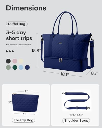 Image of HOTOR Travel Duffel Bag - Weekender Bags for Women, Carry On Gym Tote Bags