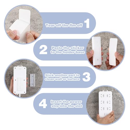 8 PCS Power Strip Holder, Soporte Auto Adherible para Regletas, Montaje sin Perforación para Oficina y Hogar miniatura 5