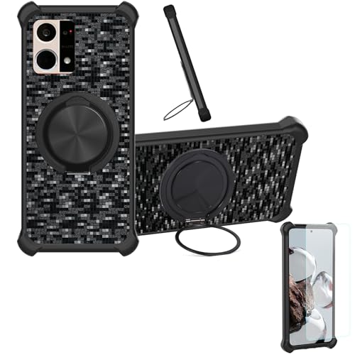 �Ή� Oppo F21 Pro 4g �P�[�X Phone Case [1�� 9H+�d�x���� �K���X�t�B����][360°��]���X�^���h�A�}�O�l�b�g��]CX-11-HEI