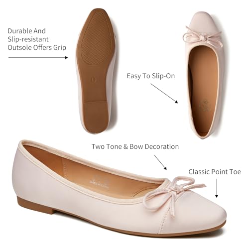 Image of Trary Slingback Flats for Women, Black Dressy Comfortable Round Square Toe Shoes, Work Office Casual Ankle Strap Dress Flats