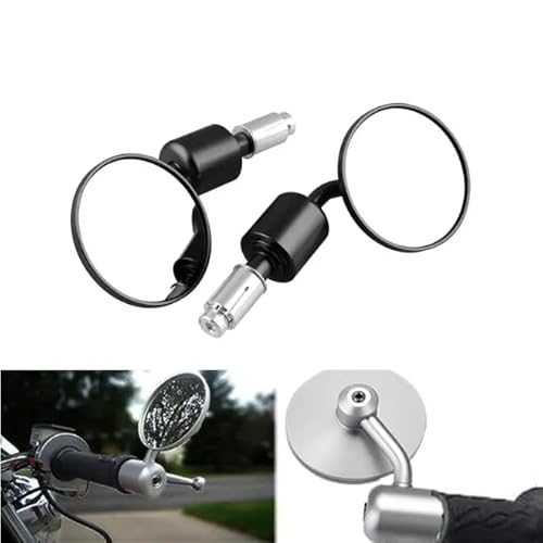 Premium motorcycle bar end handlebar mirror, rear view handlebar mirror, unbreakable heavy quality, Best for Cafe Racer Continental GT and Interceptor (Silver)