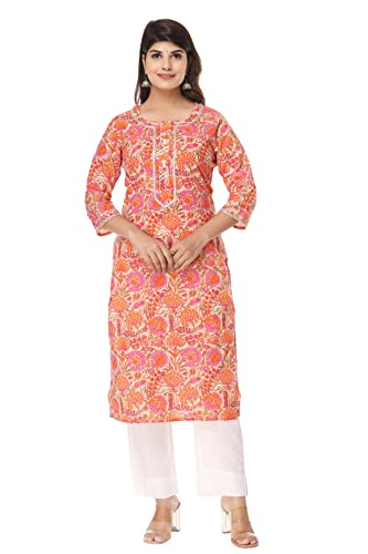 VIHAAN IMPEX Indian Multicolor Kurti Set para mujer con pantalón blanco, multicolor, 50 Cover