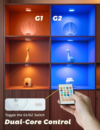 Image of WANIDEA Under Cabinet Lights 3 Pack, Rechargeable LED Dimmable Puck Lights with Remote Control, Touch Tap Light for Kitchen, Cabinet, Closet, Counter