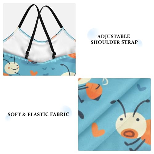 KLL Funny Ant Painted Toddler Girl 1 Piece Swimsuits Summer Swimwear with Adjustable Straps Quick Dry3