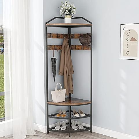 GiftGo Rustic Brown Corner Hall Tree Cover