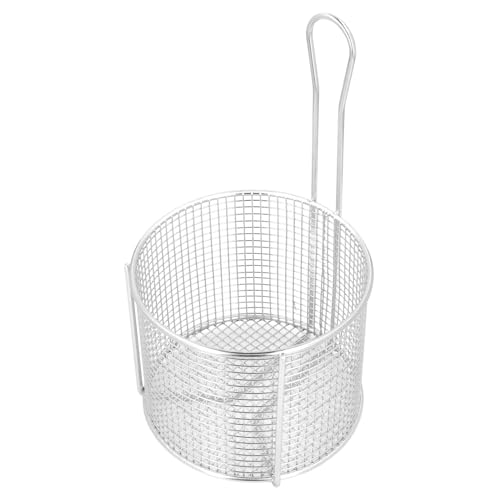 Fesjoy 304 Cesto di Padella in Acciaio Inossidabile, Salvavita a Lungo Servizio, Maniglia di Sollevamento Facile, Superficie Multifunzionale, Liscia, 8,3 Pollici Rotondi Friggi alla (Mesh)