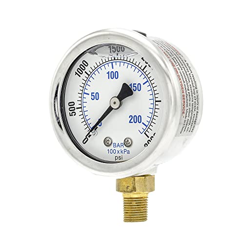Liquid Filled Lower Mount Pressure Gauge with 2