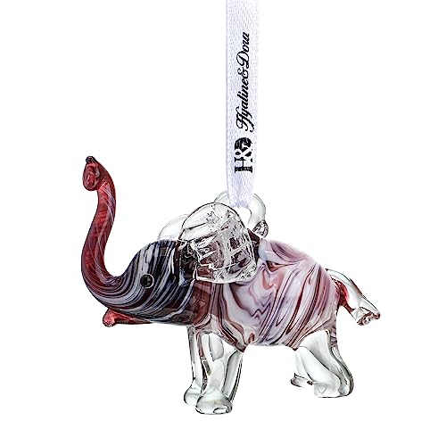Qfkris Blown Glass Elephant Decorative Hanging Ornament,Art Glass Wildlife Animal Ornament For Home Garden Decor  cover