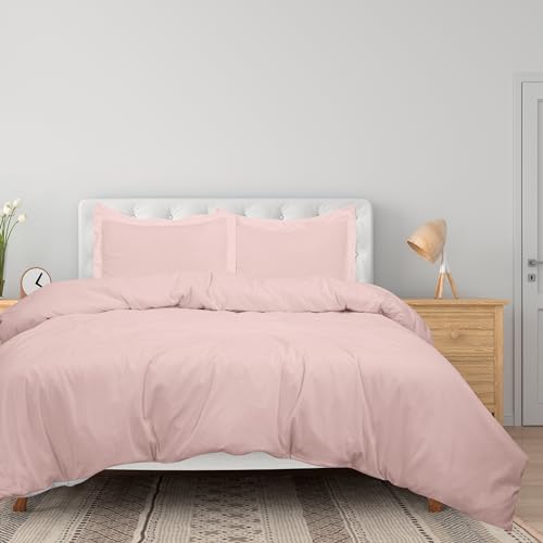 Image of ROYALE LINENS Pink Duvet Cover King Size - 3 Piece Bedding Comforter Covers - Zipper Closure - 1 King Duvet Cover 104x90 inches and 2 Pillow Shams - No Comforter Included