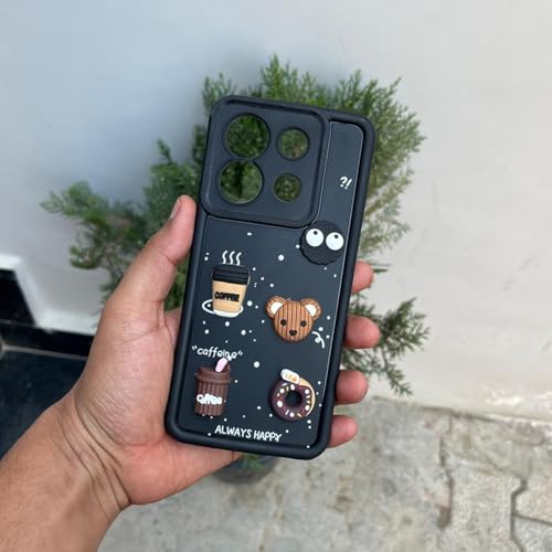 Image of Pikkme Back Cover for Redmi Note 13 Pro 5G / Poco X6 5G | Cute Fun Cartoon 3D Bear Silicone Full Body Protection Bumper Cover (Black)