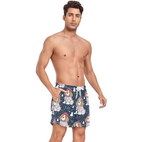 Winter Beagles Pattern Men's Swim Trunks with Liner Quick Dry Beach Shorts Swimwear Bathing Suit S-XXL4