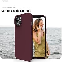 Zuvirelx Silikon Handyhülle für iPhone 15 Hülle, Weiches Griff, Dünne, Minimalistisch, Stoßfest, rutschfest, Taschenpassend - Burgunderrot – Ansicht 2