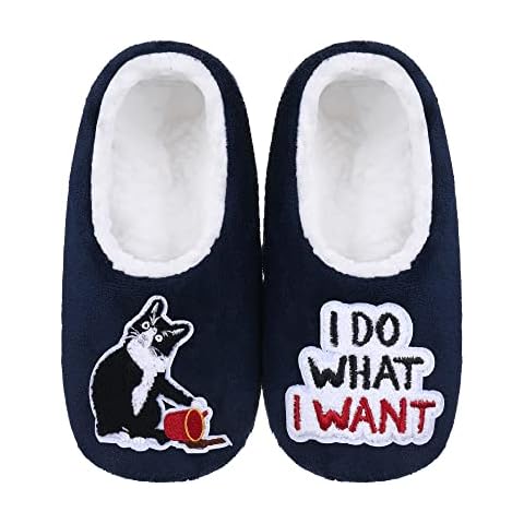 ZYZX Cat Slipper Socks for Women Winter Cozy Soft Warm Funny Cute Slippers Non Slip Sherpa Lining Indoor Fuzzy Socks with Grippers Gifts Slippers Cover