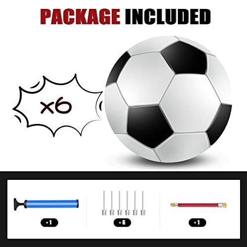 Jiaonun 6 Pack Classic Soccer Balls Size 5 Inflatable With Pump For Kids,Youth And Adults, Black And White Soccer Ball Bulk (Size5,6Pack) #TOP5