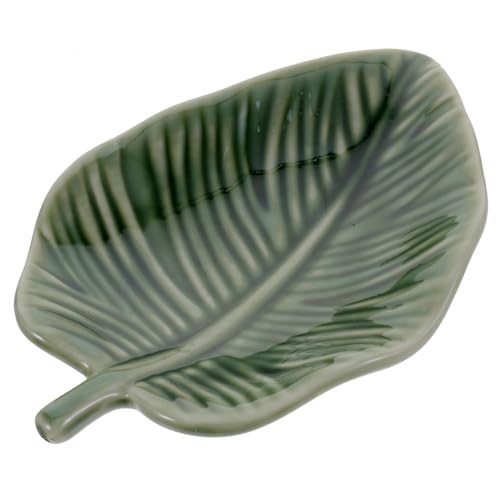 Toyvian Plateau à Bijoux Céramique Forme Verte Assiette Décorative Multifonction pour Rangement Bagues Clés et Colliers Support Bijoux Pratique pour Chambre et Entrée