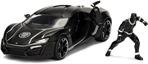 Rubber Marvel Black Panther & Lykan Hypersport Die-cast Car, 1:24 ScaleVehicle & 2.75 Collectible Figurine