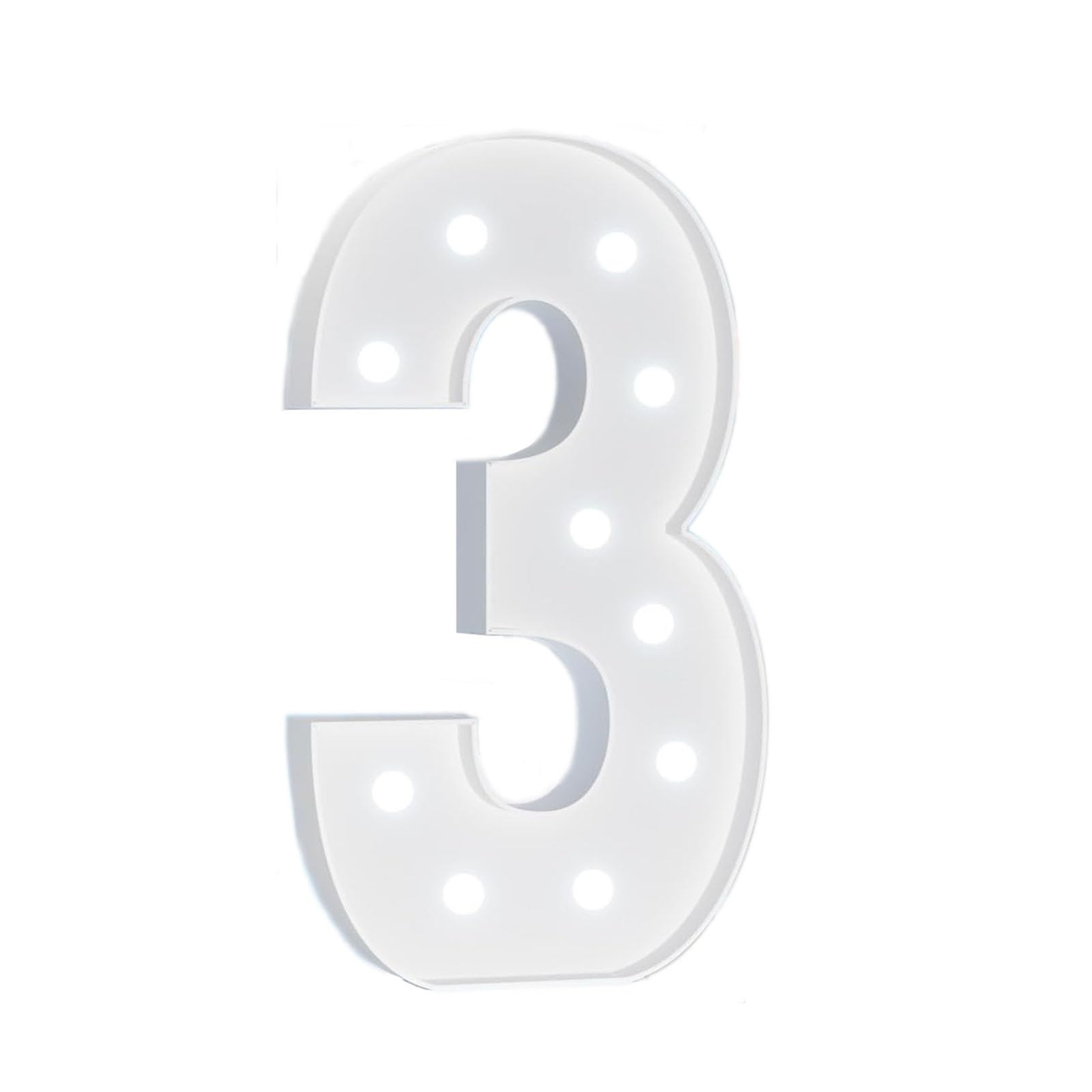 4FT Big Marquee Number Birthday Decorations Large Light Up Numbers for 1st 8th Anniversary Party Decor，Mosaic Stand Pre-cut Foam Cardboard Kit(Number 3,WHITE LIGHT)