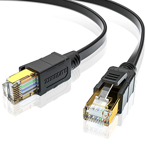 SPEEDSPORTING 3m Cat 8 Netzwerkkabel Ethernet-Kabel Hochgeschwindigkeit 40Gbps 2000MHz SSTP CAT8 Flaches Patchkabel RJ45 Gigabit Internet LAN Kabel für Modem, Router, Gaming, Xbox, PC Cover