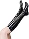 Latex Gummi Zehen Socken lang, Schwarz Zehen Socken Wadenlänge, Latex Strümpfe Cosplay Kleidung Zubehör für Frauen und Männer (DE/NL/SE/PL, Alphanumerisch, XL, 38, Regular, Regular, Naturlatex)