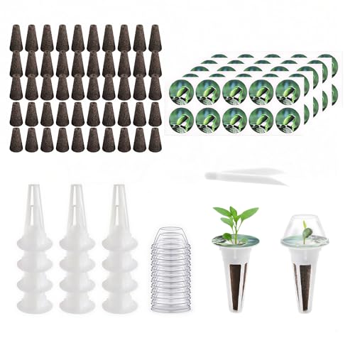 125 Kit de culture hydroponique, Éponges de Culture, Accessoires de Jardin Hydroponique, 50 Éponges de Culture de Rechange, 50 Étiquettes, 12 Housses Isolantes, 12 Paniers À Plantes, 1 Pince À Épiler