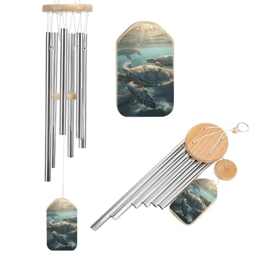 Outdoor Wind Chimes, Sunny Sea Turtle Printed Wind Chimes,Simple Wind Chimes,Curtain Wind Chimes for Home Decoration