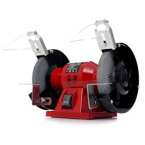 KRAFT&DELE KD532 Esmeriladora de banco 1500W con discos dobles 150mm | Amoladora de banco y afilador eléctrico | Máquina de afilar cuchillos con piedra esmeril y protector contra chispas
