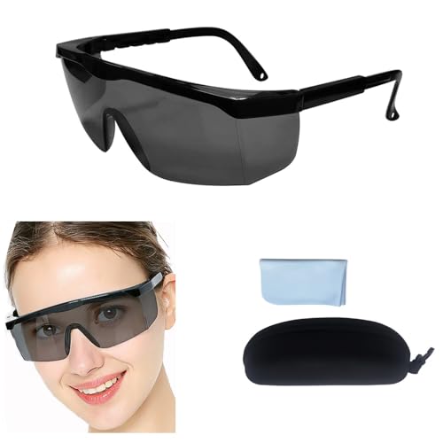 UV Light Safety Glasses Protection,UVC 400 Blue Light Blocking Protective Glasses Goggles ,Ansi Z87 Adjustable Temples Eyewear, Shaded Shatterproof Scratch Resistant Safe Sunglasses Black Color