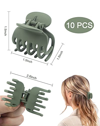 Medium Hair Clips For Thin Fine Hair, 1.5'' Small Claw Hair Clips For Women And Girls, Matte Double Row Jaw Clip Non Slip Hair Claw (10 Pack) #TOP2