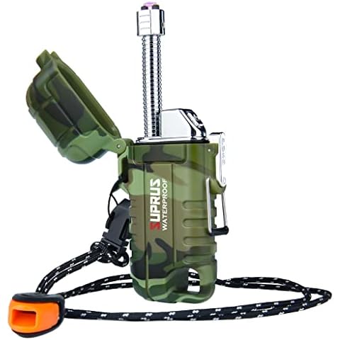 SUPRUS Waterproof Lighter Windproof Lighter Arc Plasma Lighters USB-C Rechargeable with Expandable and Flexible Neck for Outdoor, Camping & Kitchen (Camouflage) Cover