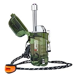 SUPRUS Mechero impermeable a prueba de viento Arc ...: Práctico y duradero: cierre de alambre de acero inoxidable para un almacenamiento seguro y una junta tórica impermeable para mantener fuera la lluvia, la nieve y la humedad cuando la tapa está cerrada. Incluye correa para el cuello para facilitar su ...
