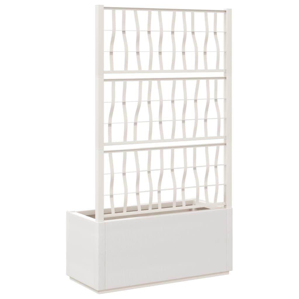 vidaXL Jardinière avec Treillis, Lit Surélevé, Bac à Fleurs, Pot de Plantes, Boîte à Fleurs Jardin Patio Terrasse Extérieur, Blanc PP