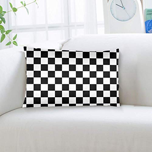 Black White Race Checkered Flag Girls Boys Pillowcases Pillows Covers Cases Bedroom Decor Decoration Rectangle Two Sides Printed 20X30 Inch Hotel,Cafe,Car,Sofa Throw Pillow Case Cushion Cover #TOP3