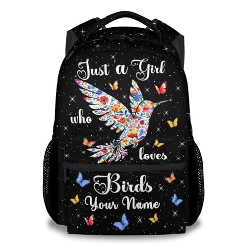 Personalized Girls Backpack for School - 17 Inch Bird Backpacks for Kids - Lightweight Bookbag for Elementary Travel