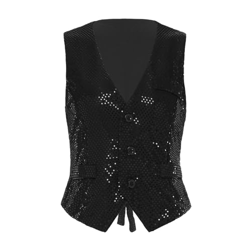 Gilet scintillant brillant à col en V : conception stretch et devant ouvert pour la scène