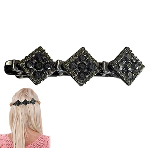 Barrette à Cheveux Latérale à Trois Fleurs,Pince à Cheveux latérale à Trois Fleurs,Bandes à Cheveux en Tissu satiné,Pince à Cheveux en Strass trèfle, pour Femmes Accessoires De Cheveux Cadeau