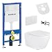 Produktbild Belvit Hänge WC Komplett Set mit Bidet Funktion Funktion - Wand Toilette Weiß mit Taharet und Geberit UP100, Toilettendeckel mit Absenkautomatik, Nano-Glasur, Betätigungsplatte & Absperrventil