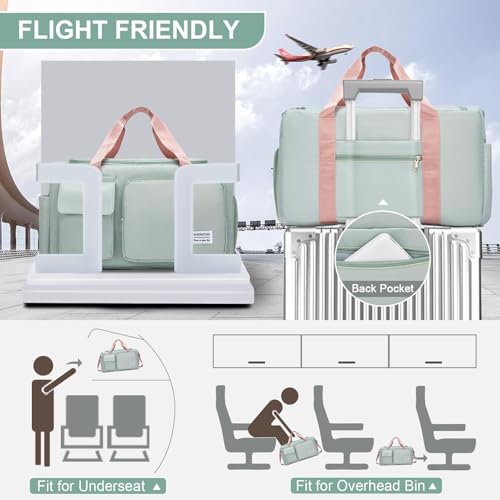 Image of Small Gym Bag for Women, Travel Duffle Bag Carry On Weekender Bag with Shoe Compartment