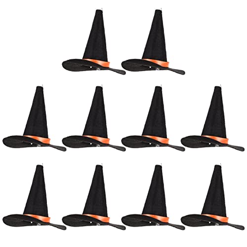 Gatuida Halloween- Hexenhut 10 Stück Mini- Filz- Hexenhüte Handgefertigte Weinflaschendekoration für Halloween- Partybevorzugungen DIY- Haarschmuck Basteln Cover