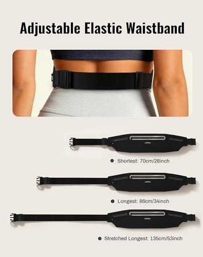 Running Belt for Women & Men-Ultra Light Slim Running Belts with Water-Resistant Phone Holder, 3 pockets Adjustable Waist Strap, Reflective Safety Design for Running, Hiking, Travel，Fitness — view 5