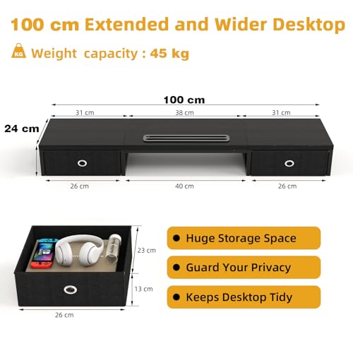 Double support pour moniteur avec 2 tiroirs parfait pour votre bureau à domicile - 6