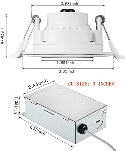 Drart 3 Inch Recessed Led Lights Canless Gimbal Light 3000K/4000K/5000K Selectable Dimmable Ceiling Spotlight Downlight Lighting With Junction Box,65W Equivalent Ic Rated Es Etl(Pack Of 4) #TOP6