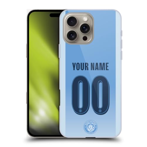 Coque iPhone 16 Pro Max Man City personnalisé avec kit et insigne officiel maison 2026/27