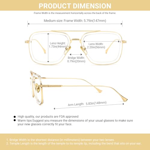 Image of VOOGLAM Blue Light Glasses for Women Men Computer Phone Street Anti Eyestrain Dry Eyes Aviator Alvira Trend