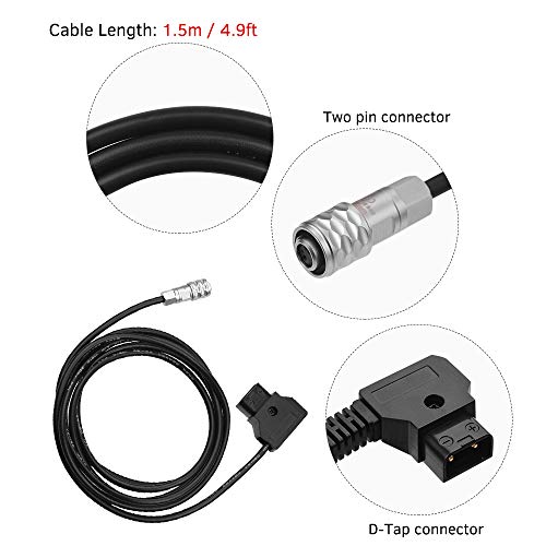 Docooler Andoer D-Tap para BMPCC 4K Cabo de alimentação de travamento de 2 pinos para Blackmagic Poc
