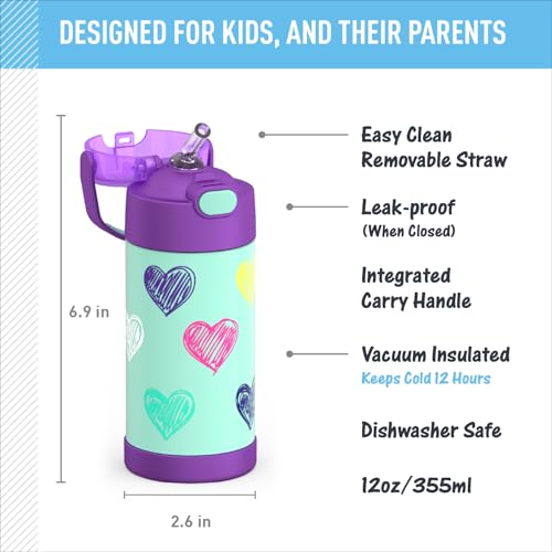 Image of THERMOS FUNTAINER Water Bottle with Straw, 12oz, Hearts