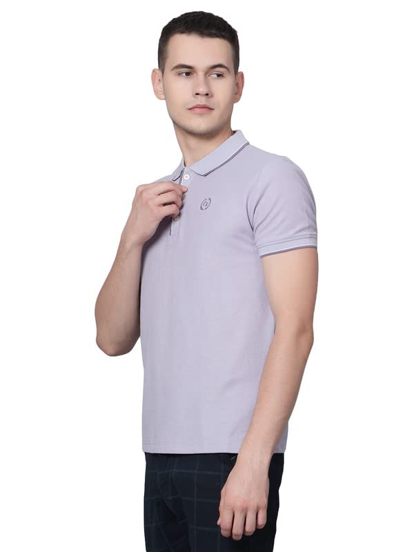 Image of Cantabil Beige Regular Fit Solid Polo Neck Half Sleeve Casual T-Shirt for Men | Half Sleeves Polo Neck T-Shirts for Men | Mens Polo Neck Solid T-Shirt (P MTSH00242)